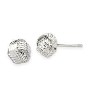 8mm Ridged Love Knot Earrings in Sterling Silver